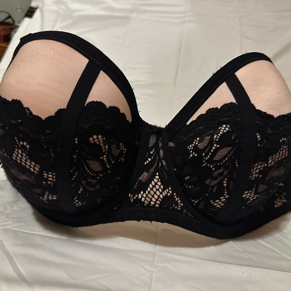 HOT Plus Lingerie Retro Inspired Pink Black Lace Torrid Bra Convertible 42 DDD - Picture 2 of 10
